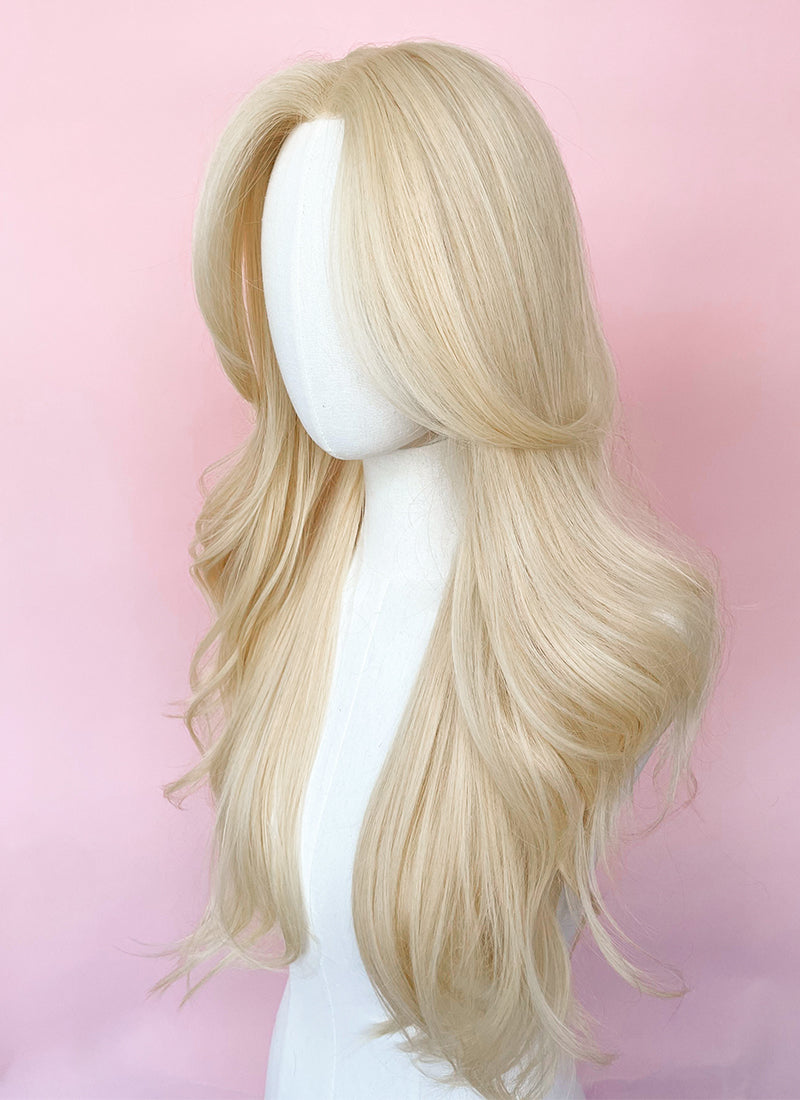 Barbie Long Wavy Light Blonde Curtain Bangs Lace Front Synthetic