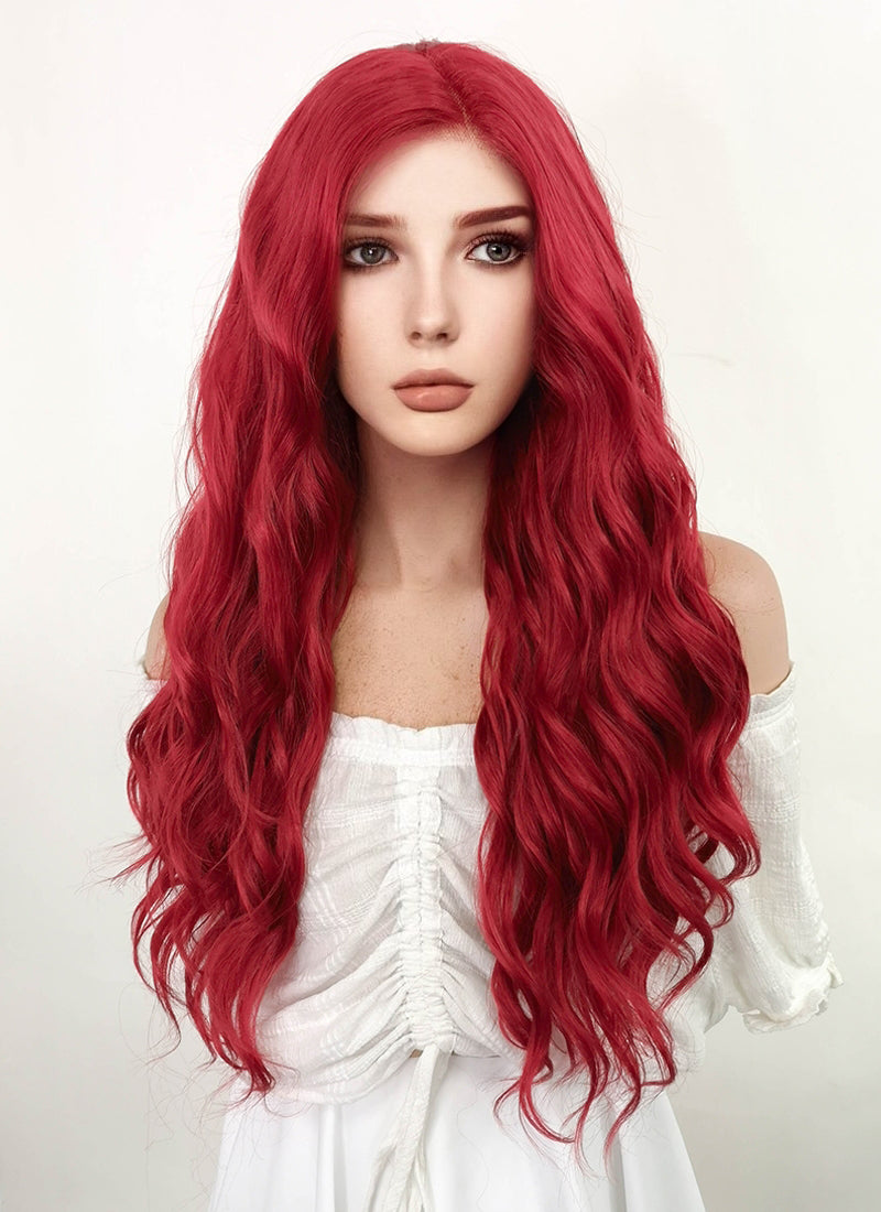 Long Wavy Red Lace Front Synthetic Fashion Wig LF355