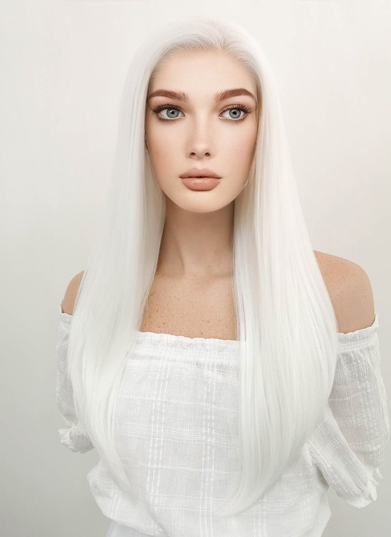 Long Straight White Lace Front Synthetic Hair Wig LF387 CosplayBuzz