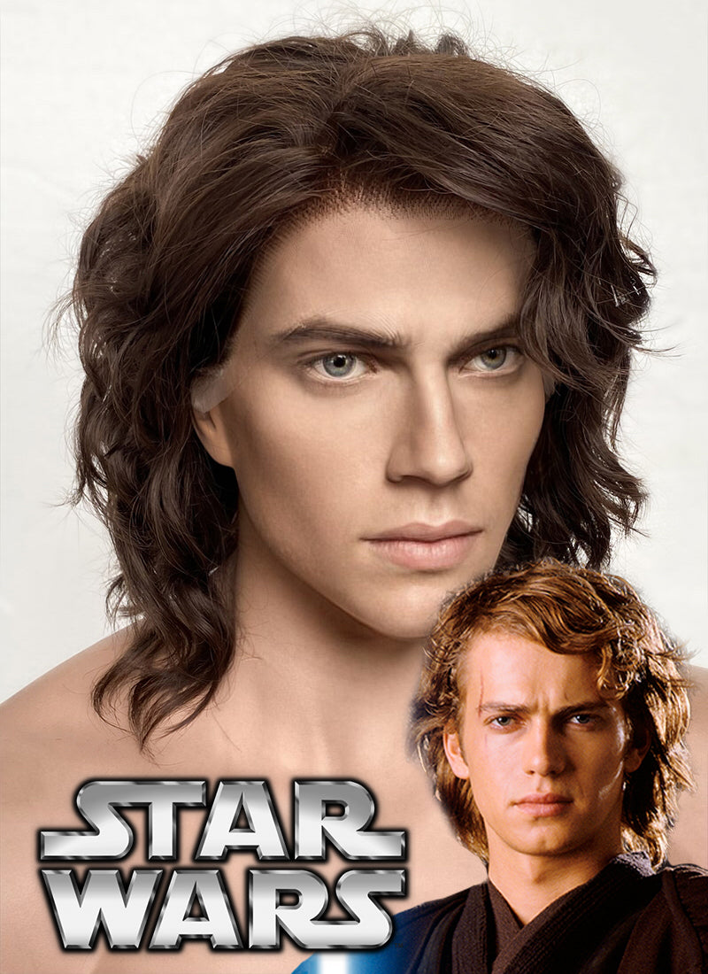 Star Wars Anakin Skywalker Darth Vader Wavy Brunette Lace Front Wig Men s LF407GA