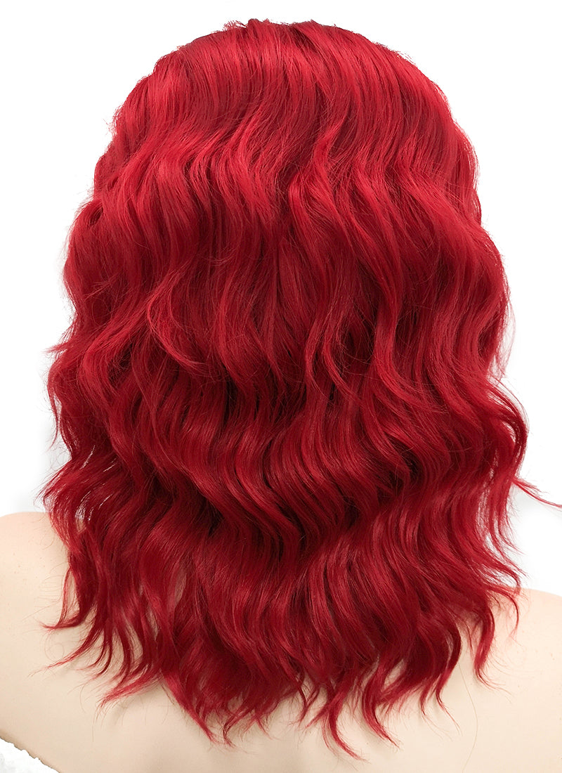 Medium Wavy Bob Red Lace Front Synthetic Hair Wig LF408