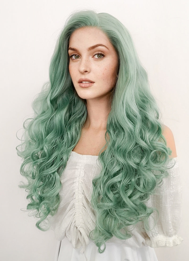 Green wig outlet curly