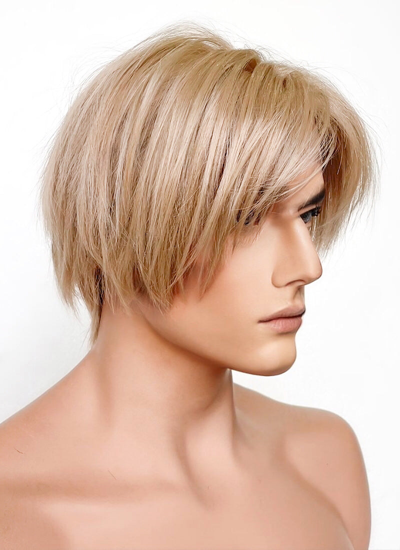 Resident Evil 4 Leon S. Kennedy Brunette Blonde Lace Front Kanekalon Synthetic Men s Wig LF6009