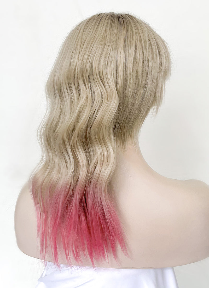 Blonde wig on sale with pink tips