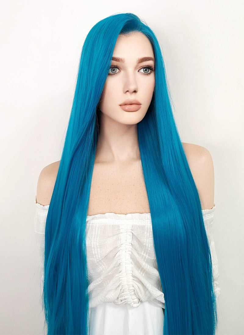 Long turquoise cheap wig