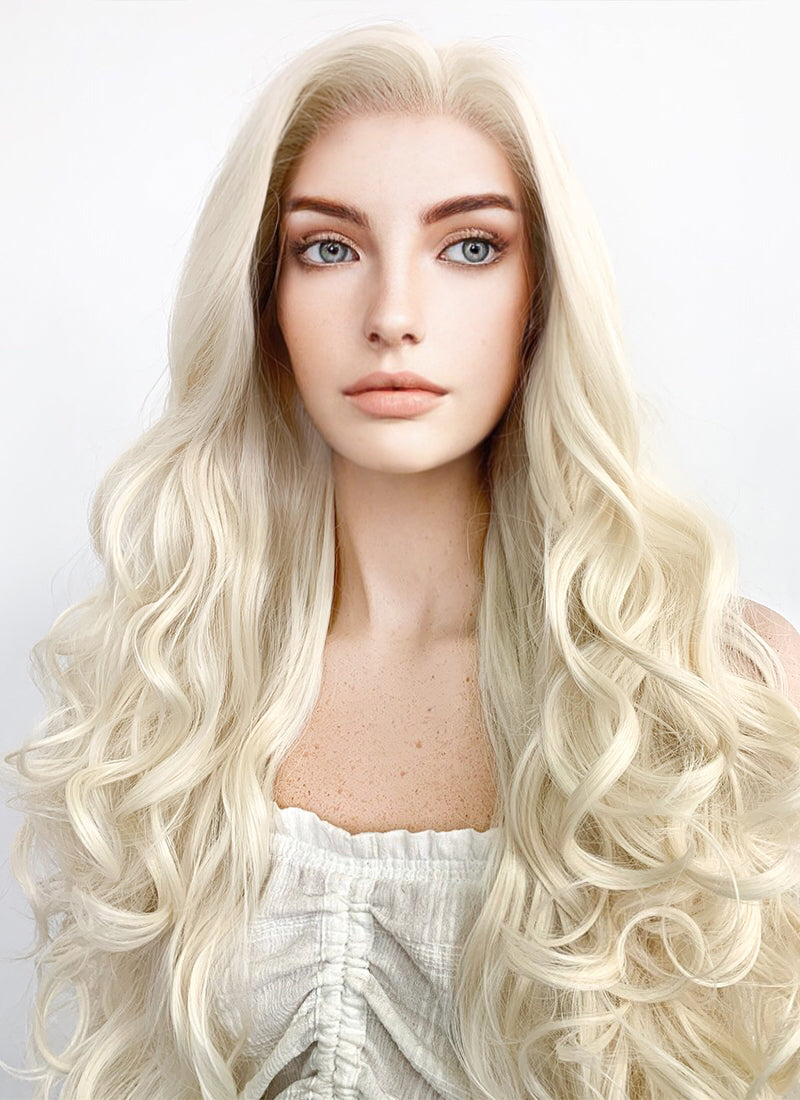 White blonde curly outlet wig