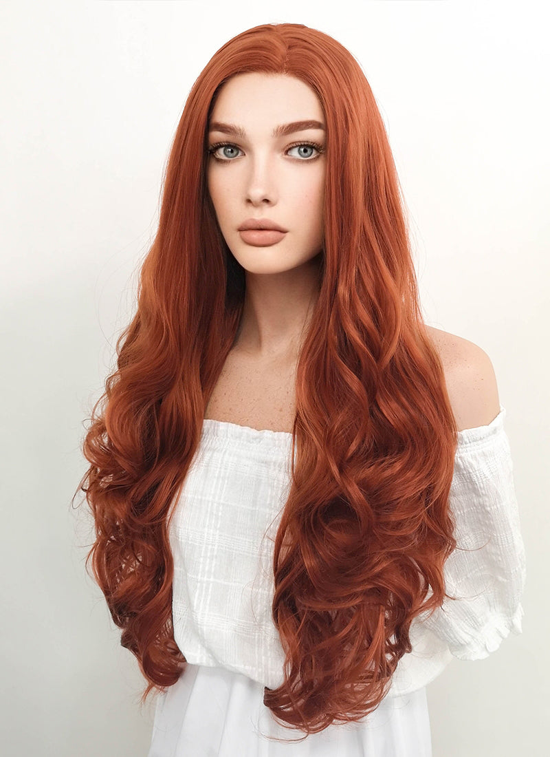 Long Curly Reddish Brown Lace Front Synthetic Hair Wig LW735