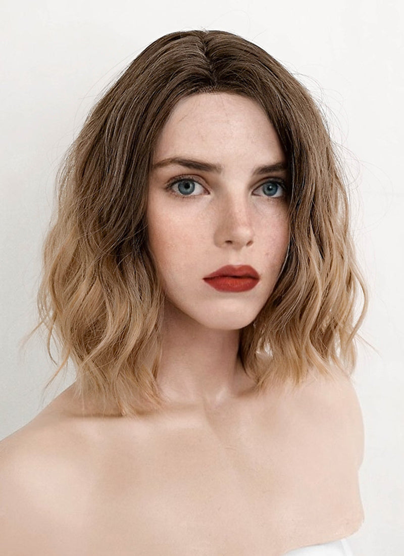 Stranger Things Robin Buckley Wavy Bob Two Tone Brown Synthetic Wig NL029A