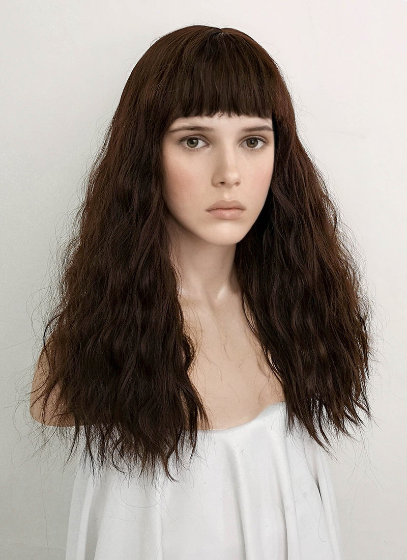 Stranger Things Eleven Long Wavy Brunette Cosplay Wig NS405A