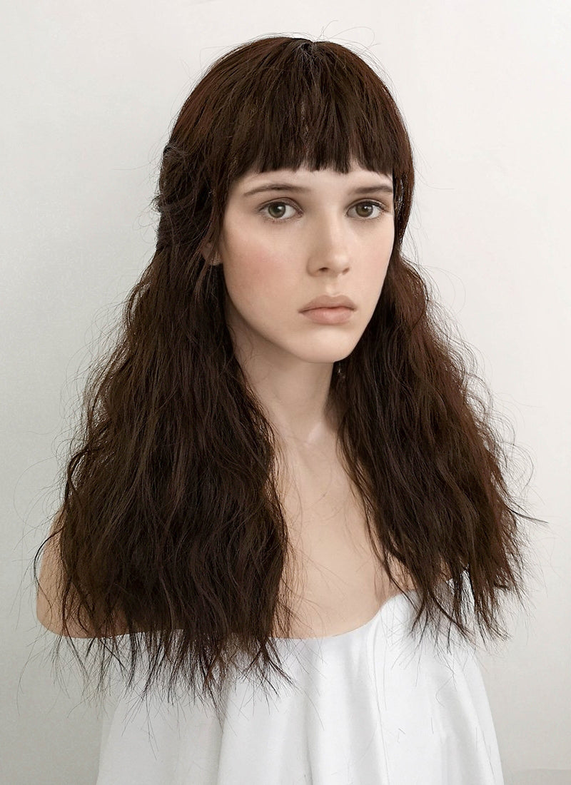 Stranger Things Eleven Long Wavy Brunette Cosplay Wig NS405A