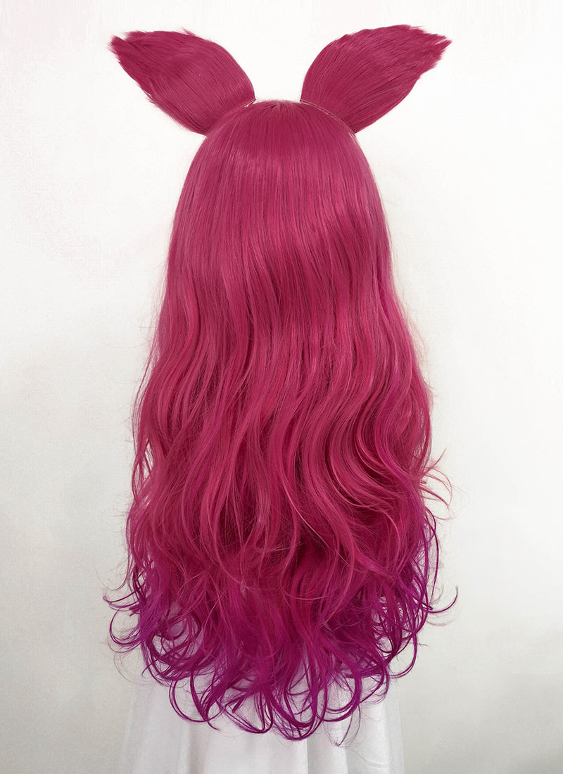 League of Legends LOL Ahri Long Magenta Mixed Purple Cosplay Wig